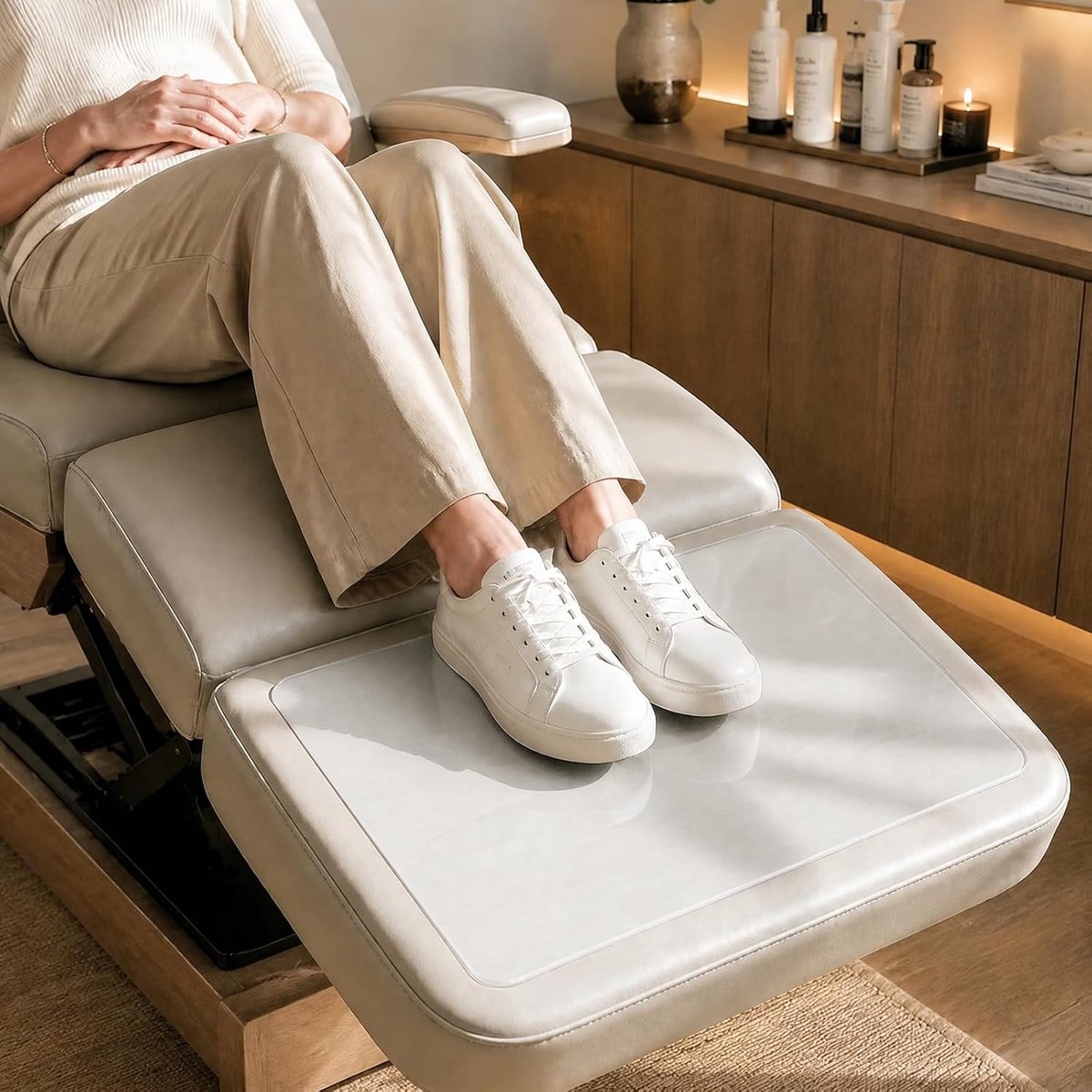 Hygiënische voetsteun - PU-leer - opvouwbaar - ideaal voor cosmetica en massage - ShopVlot