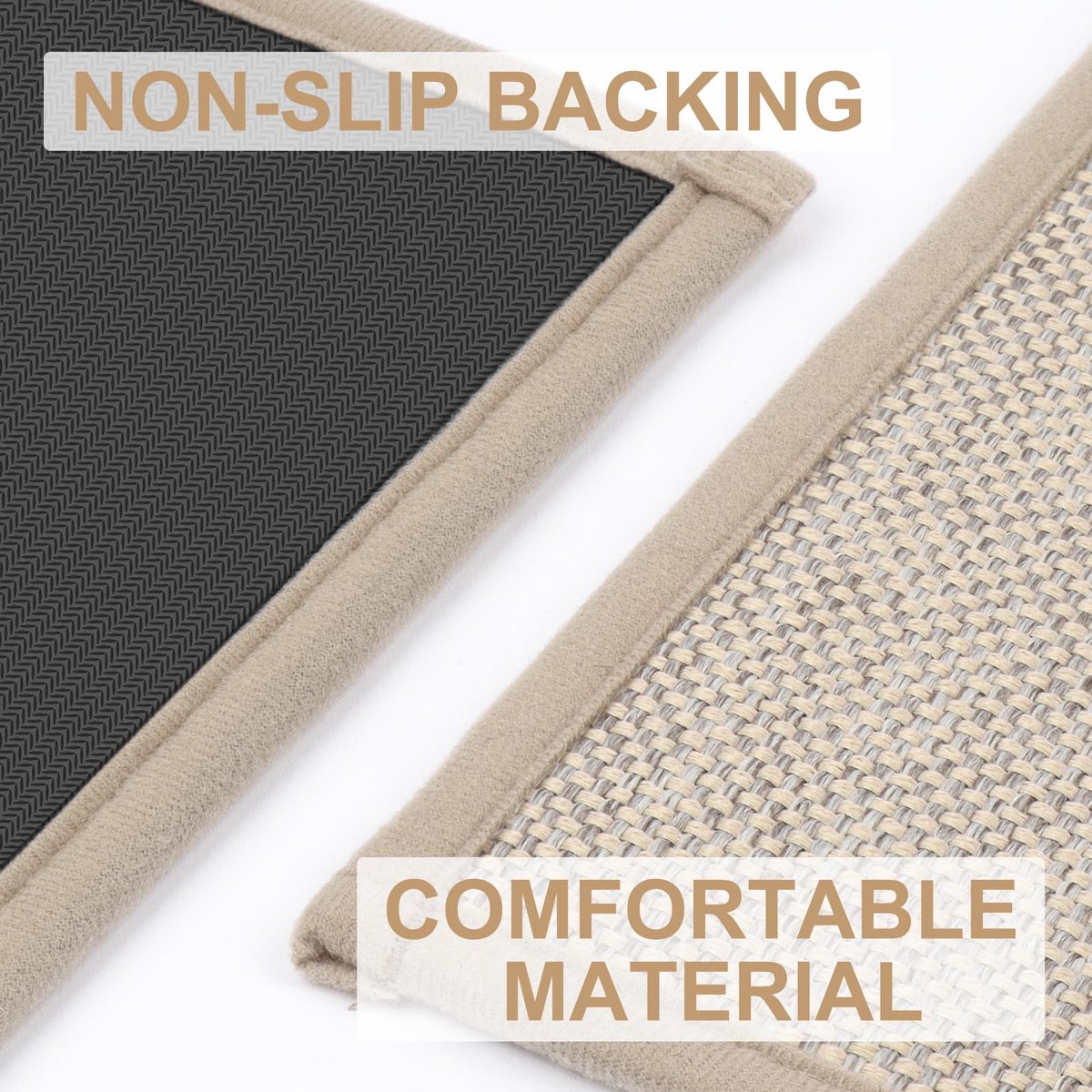 Keukentapijt wasbaar 43 x 75 cm + 43 x 200 cm - antislip beige - absorberend - ideaal voor keuken en hal - ShopVlot