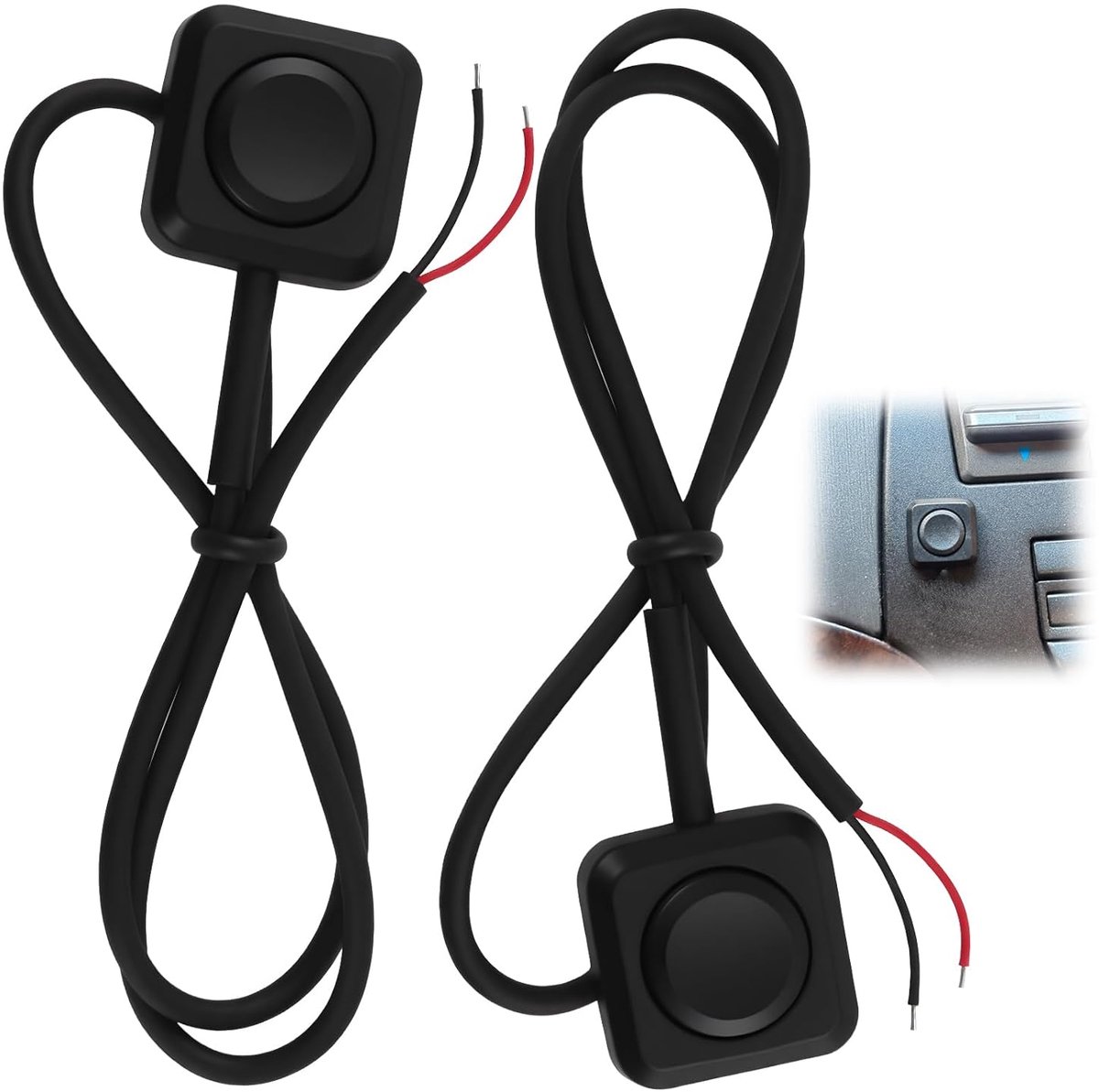 Mini drukknop schakelaar 12V - voorgeconfigureerd met 30cm kabel - ShopVlot