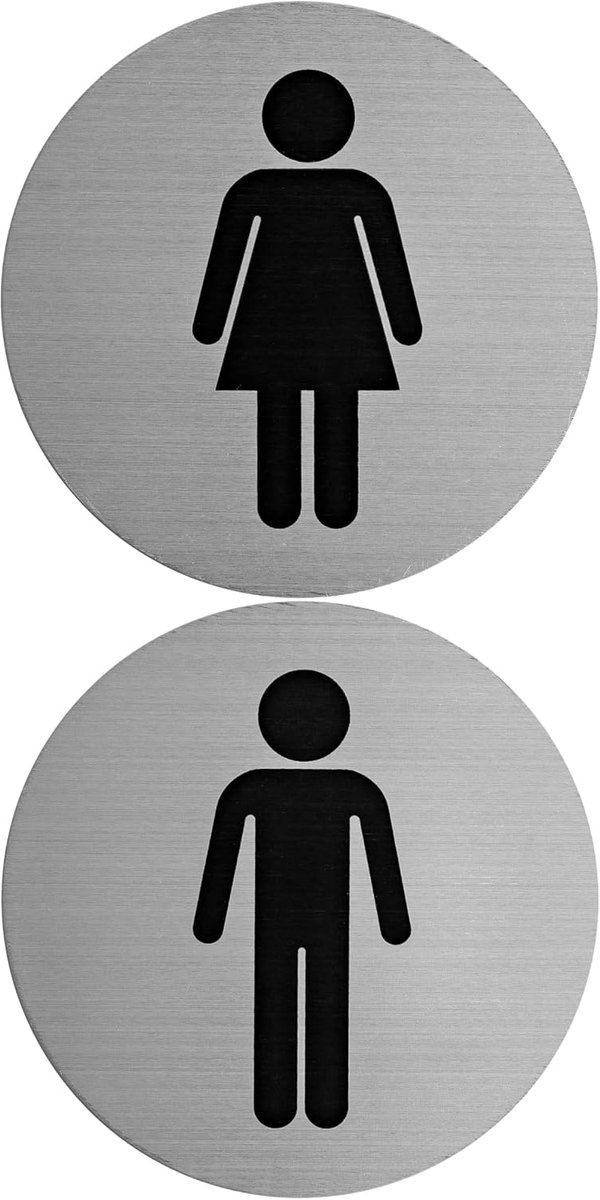 Toiletbord WC vrouwen mannen - Ø 100 mm - Aluminium signaal - Voor binnen en buiten gebruik - ShopVlot