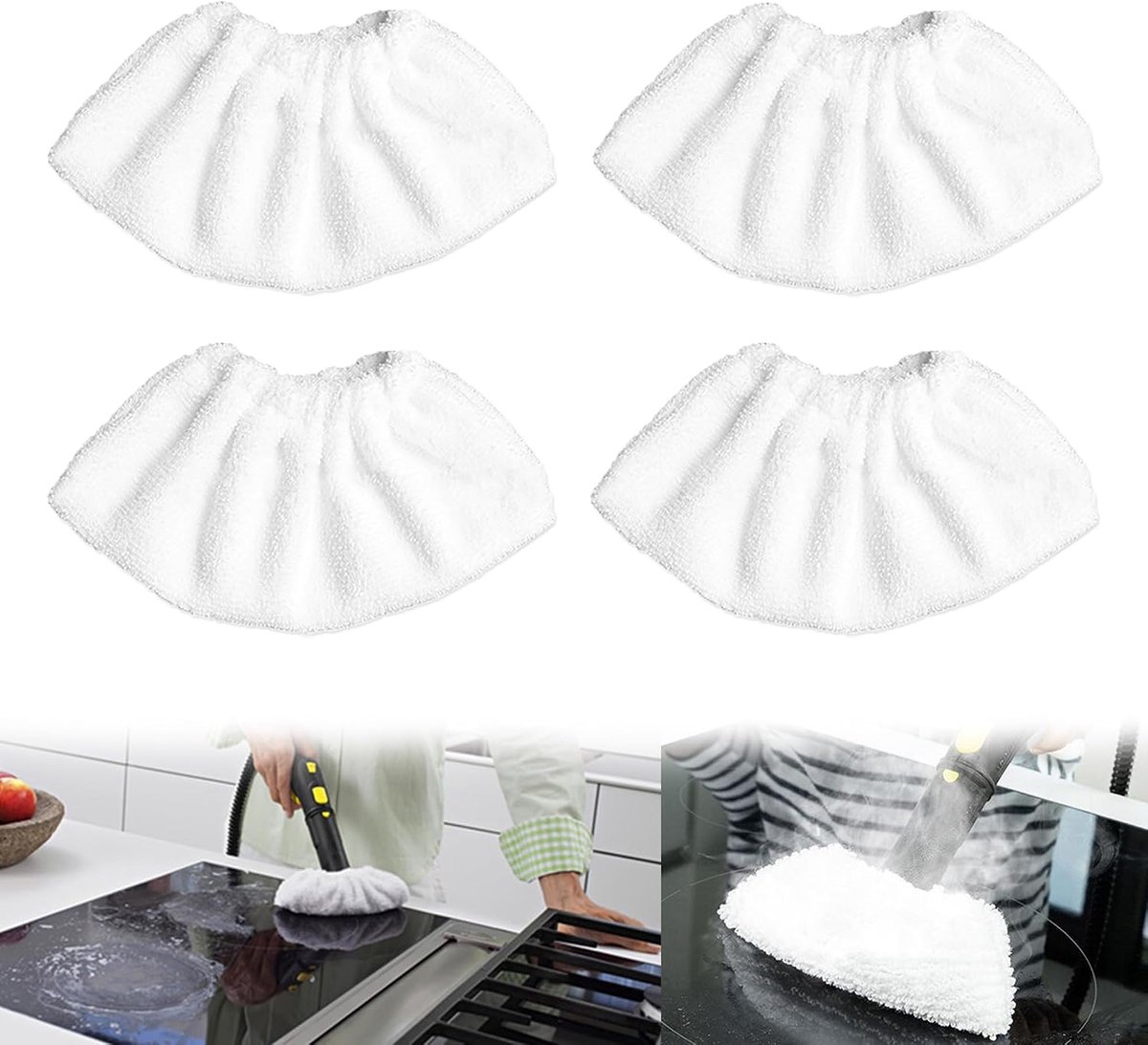 Microfibre hoes set stoomreiniger - katoen terry - elastische pasvorm - eenvoudig te installeren - ShopVlot
