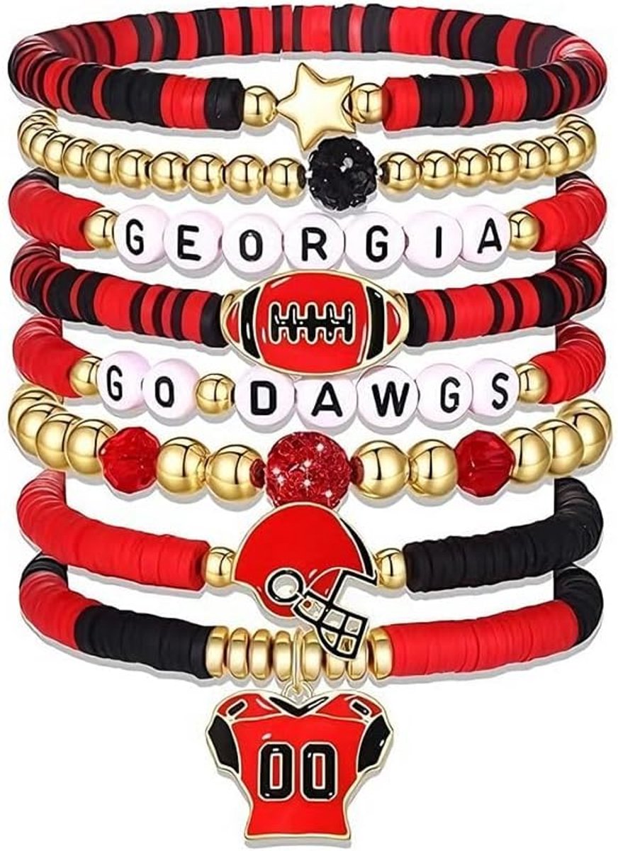 Armbandenset American Football - Stapelarmband Rugby Bal Helm Jersey Bedel - Sport Sieraden voor Dames en Meisjes - ShopVlot