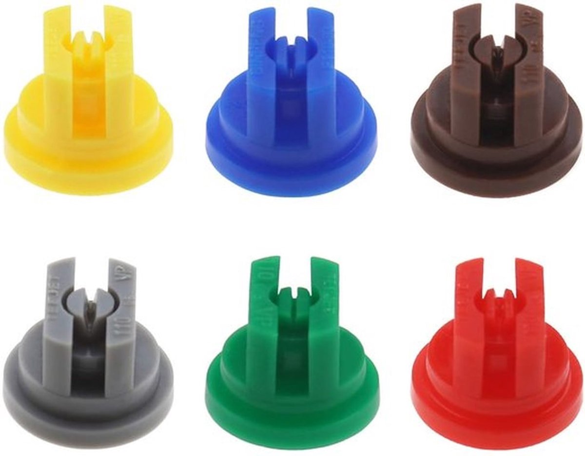 Spuitmond Set 6 Stuks - 110 Graden Platte Fan Vorm - Poriegrootte 0,15-0,6mm - Geschikt voor Spuitapparaten - Plastic Materiaal - Spuitmondstuk
