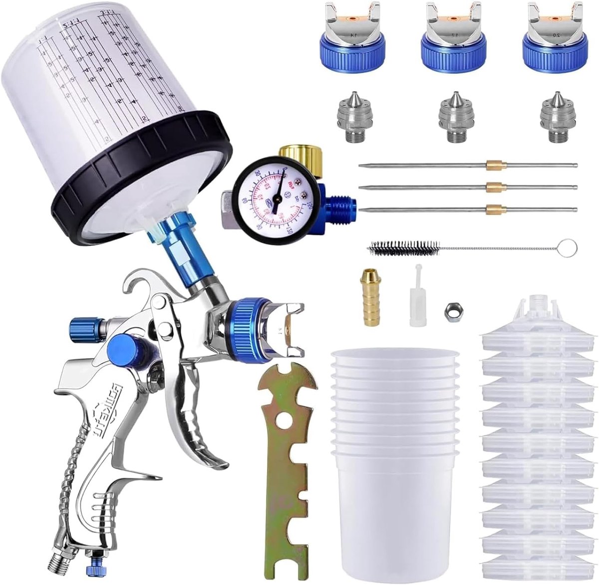 Spray Gun for Compressed Air, Paint Sprayers for Wall Paint, Body, with 3 Nozzles - ShopVlot