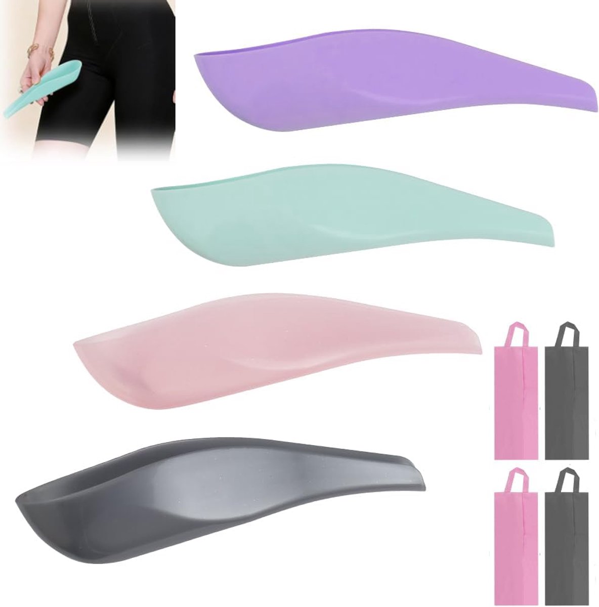 4 Pcs Portable Urinal for Women, Pee Aid for Women with 4 Storage Bags, Reusable Urinal, Compact Pee Funnel for - ShopVlot