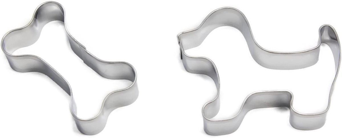 BekkiB - Set of 2 cutters "dog & bones" - dog approx. 6.8 x 5.3 cm - bones approx. 5.5 x 3.2 cm - ShopVlot