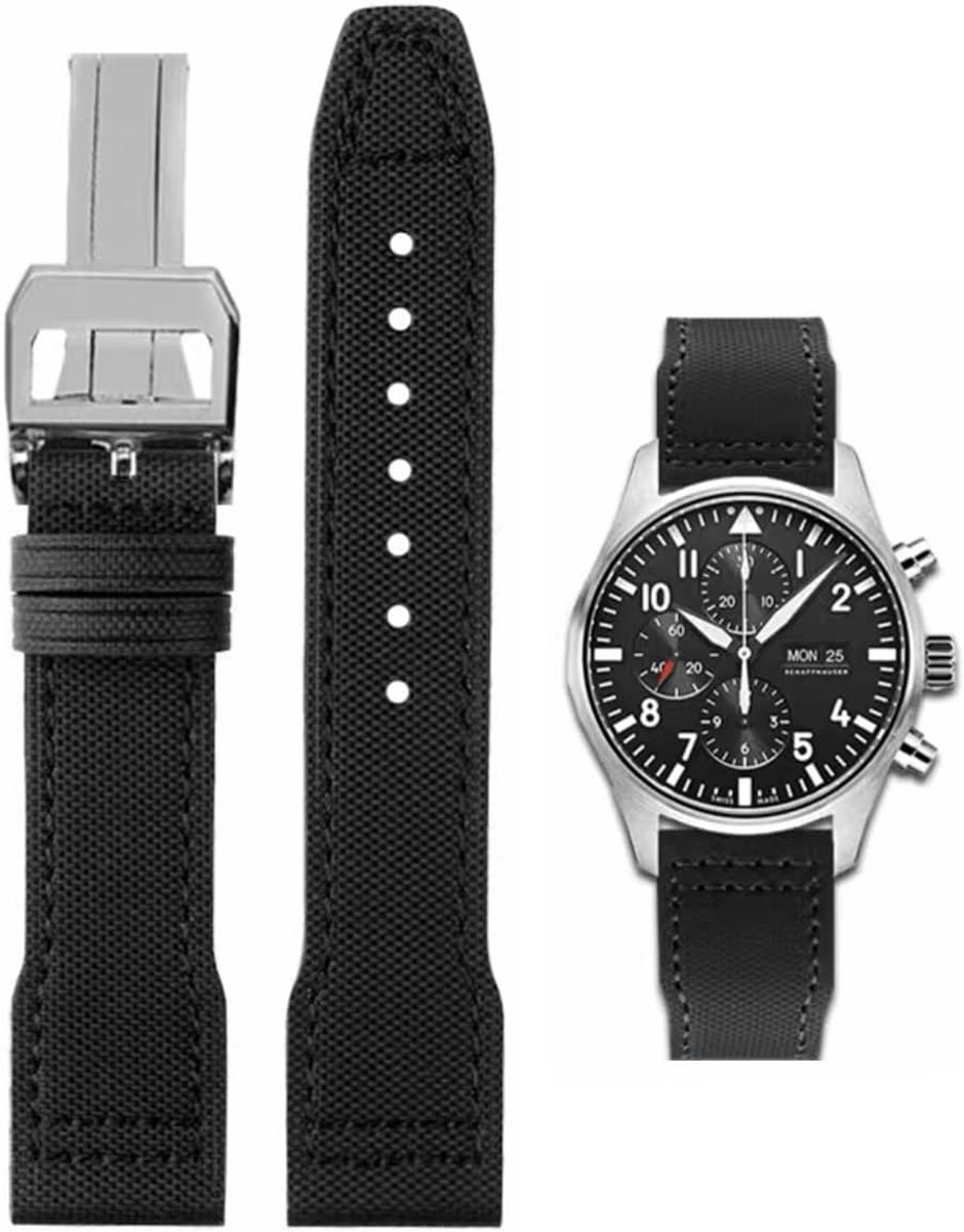 Watch Straps for IWC 20mm 21mm Nylon Canvas Bracelet Genuine Leather Strap for IWC Watches Premium Soft Leather - ShopVlot