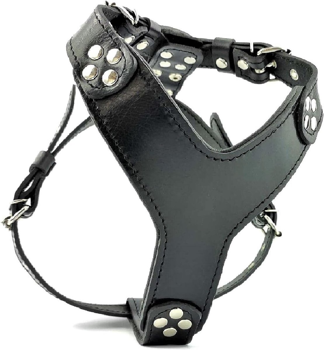 Bestia ''Style'' leather dog harness. black. 100% leather. Handmade., M- for chest sizes of 19.7 - 29.5 inch, Black - ShopVlot
