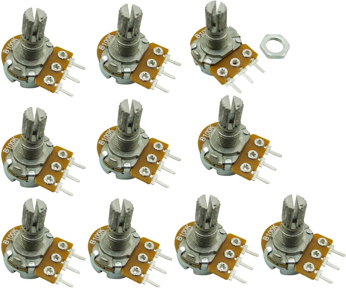10PCS B1K 1K Ohm Adjustment Single Linear Rotary Taper potentiometer shank 15mm, 100K. - ShopVlot