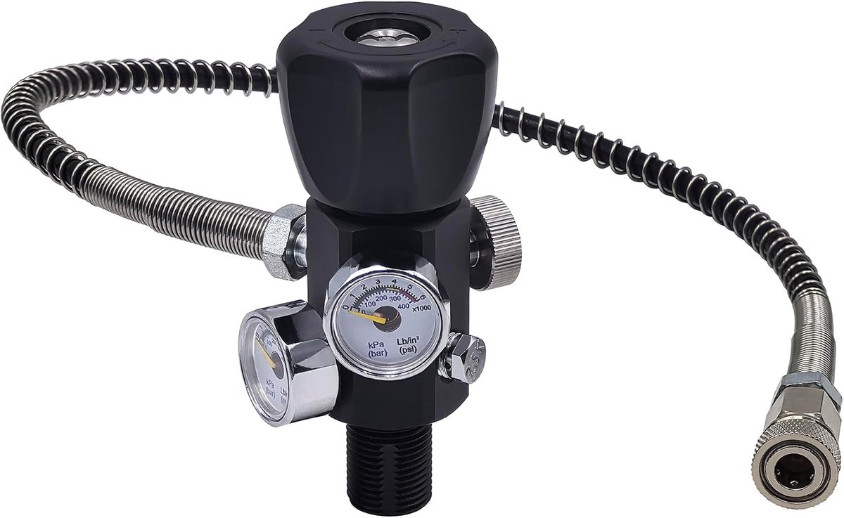 DRYHTEN DIN valve filling station adapter 4500psi/300bar with 50cm hose dual gauge for loading Scuba Tank Paintball - ShopVlot