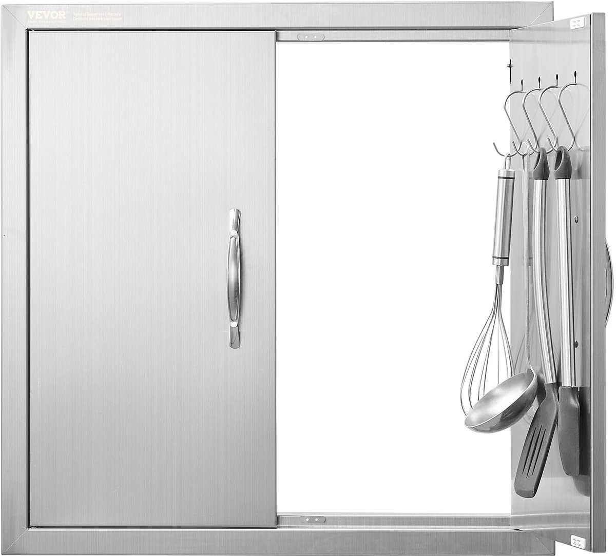 VEVOR BBQ-toegangsdeur, 610x610 mm, dubbele buitenkeukendeur, roestvrijstalen inbouwdeur, dubbelwandige verticale deur - ShopVlot
