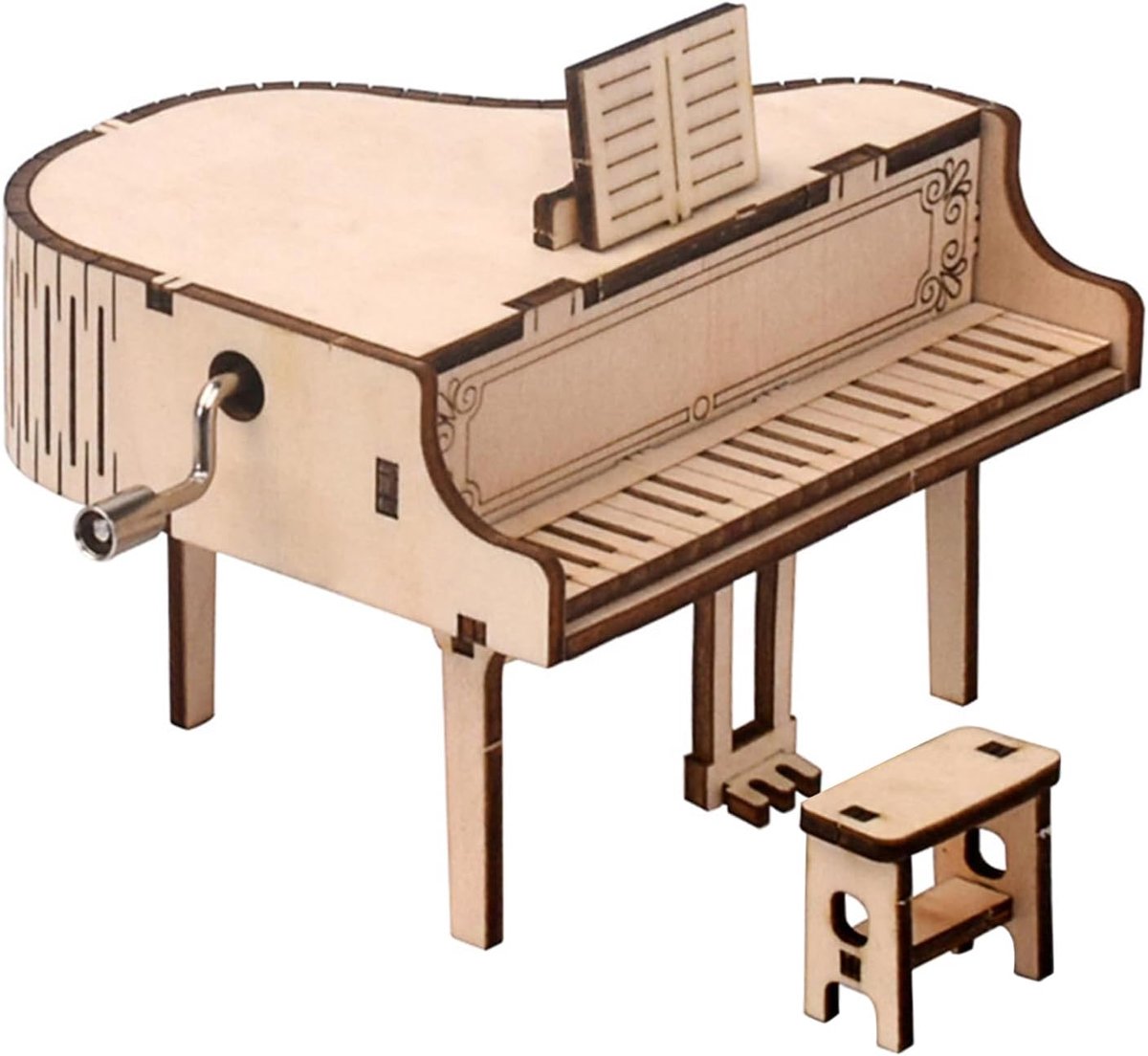 Musiin 3D Wooden Puzzle Piano Music Box - DIY Model Kit for a Hand Powered Wing, Suitable for Music Lovers and - ShopVlot