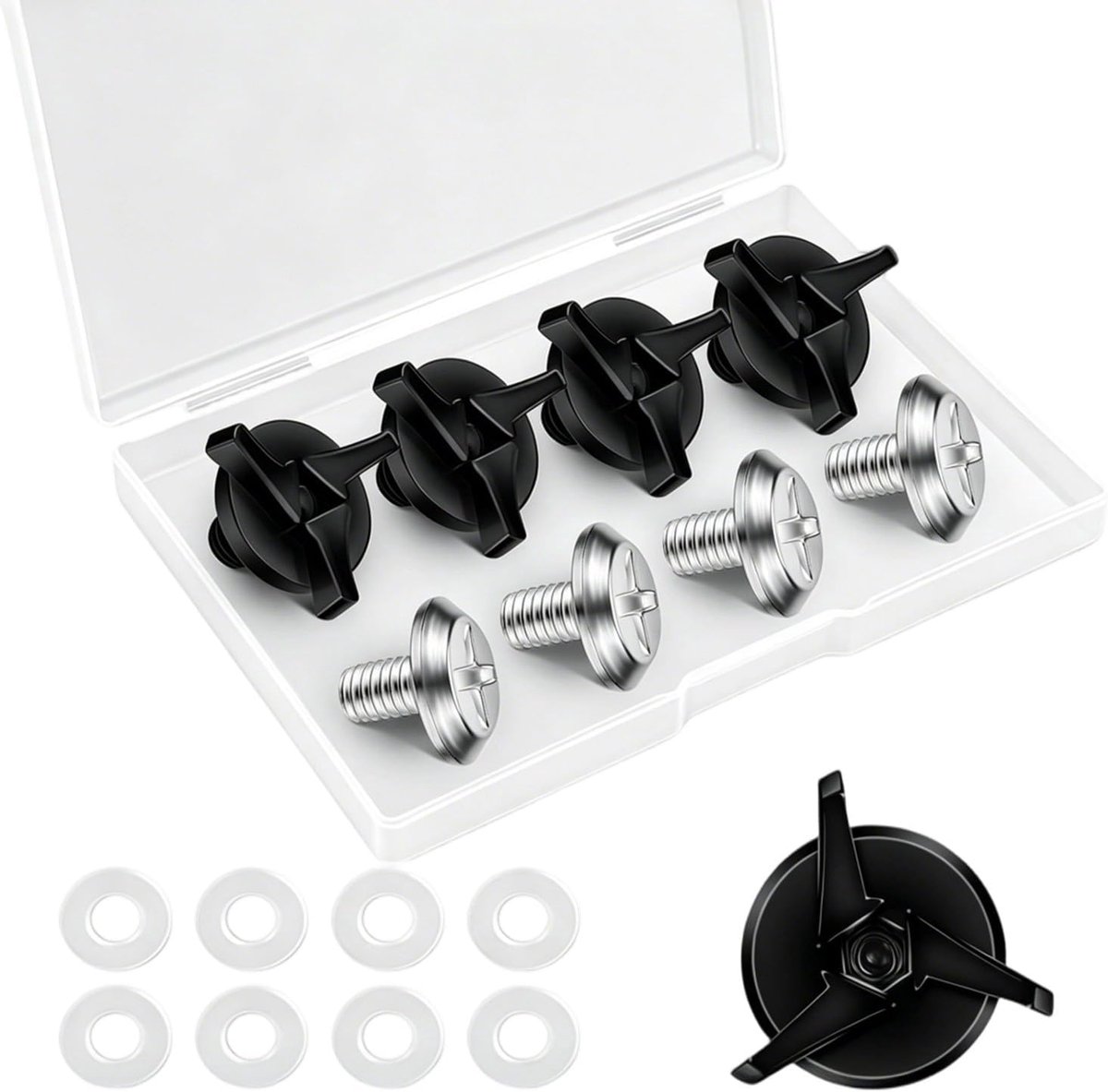 8 stuks schroeven voor motorhelm, reserveschroevenset met 8 rubberen ringen en opbergdoos, universele accessoires voor - ShopVlot