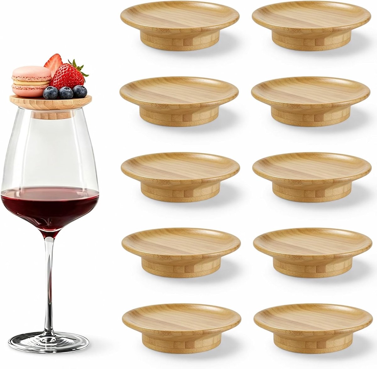 10 stuks wijnglazen toppers hout, 10 x 10 x 2 cm wijnglazen, charcuterie topper, charcuterie plank topper voor - ShopVlot