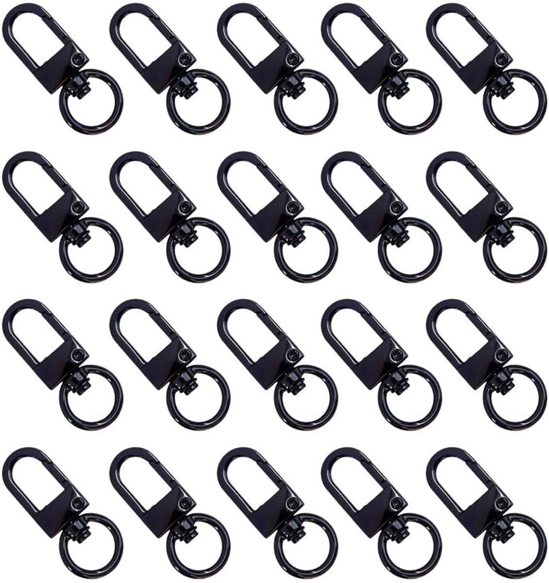 20 stuks draaibare karabijnhaken van metaal, draaibaar, sleutelhanger, kleine karabijnhaak, multifunctionele haken - ShopVlot