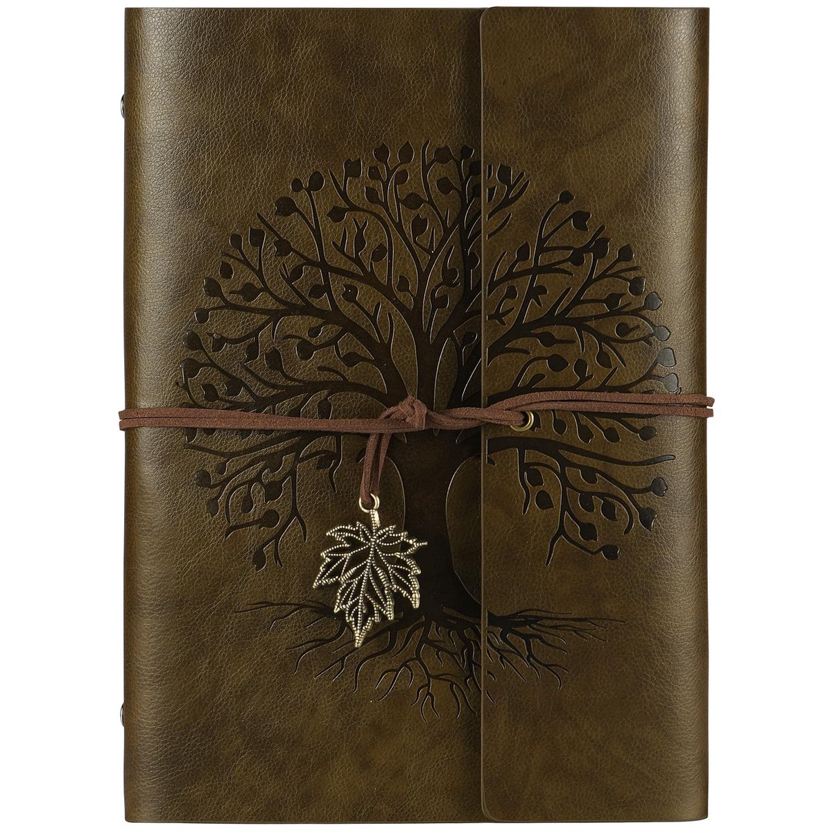 AOOSU PU-leren notitieboek A5, navulbaar reisdagboek, vintage leren boek, blanco dagboek, ringband, schetsboek, retro - ShopVlot