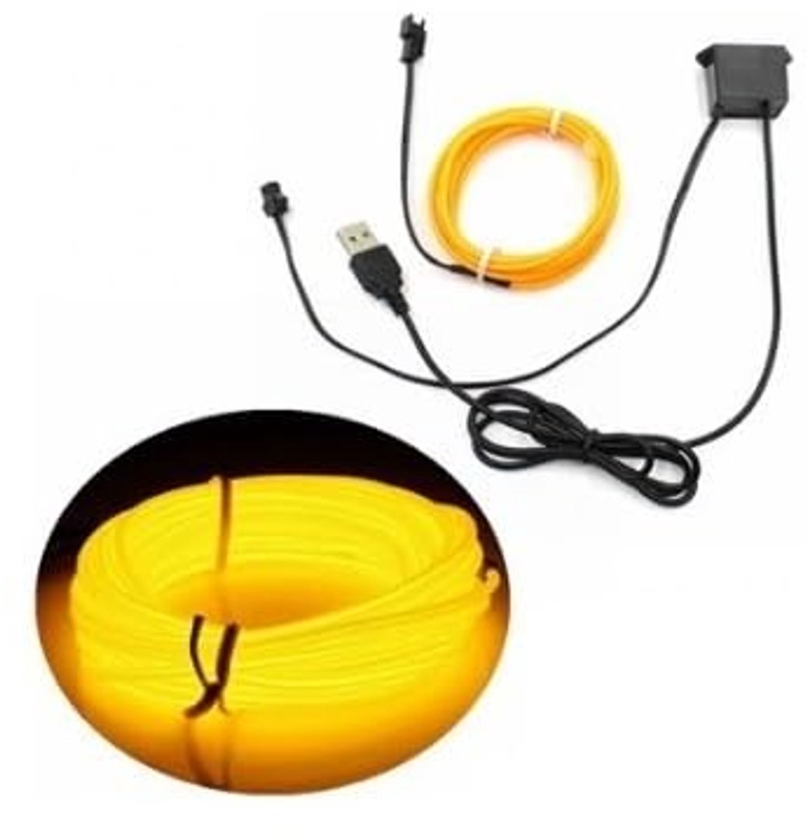 EL Wire - USB - 5 Meter - Yellow - ShopVlot