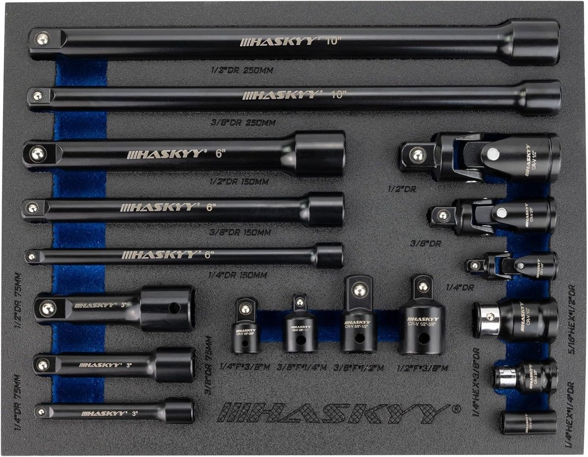 HASKYY Socket Wrench Set with Ratchet Extension 1/4 3/8 1/2 Inch Ratchet Extension Adapter Universal Connection Bit - ShopVlot