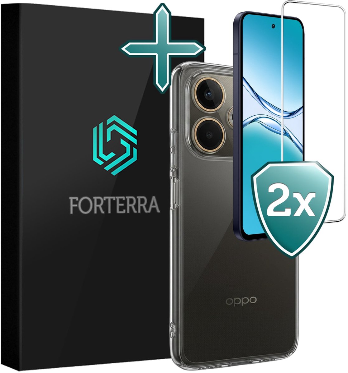 Hoesje Met 2x Screenprotector - Geschikt voor OPPO A5 Pro - Sterk & Shockproof - Telefoon Hoes - Back Cover - Siliconen Case - Transparant