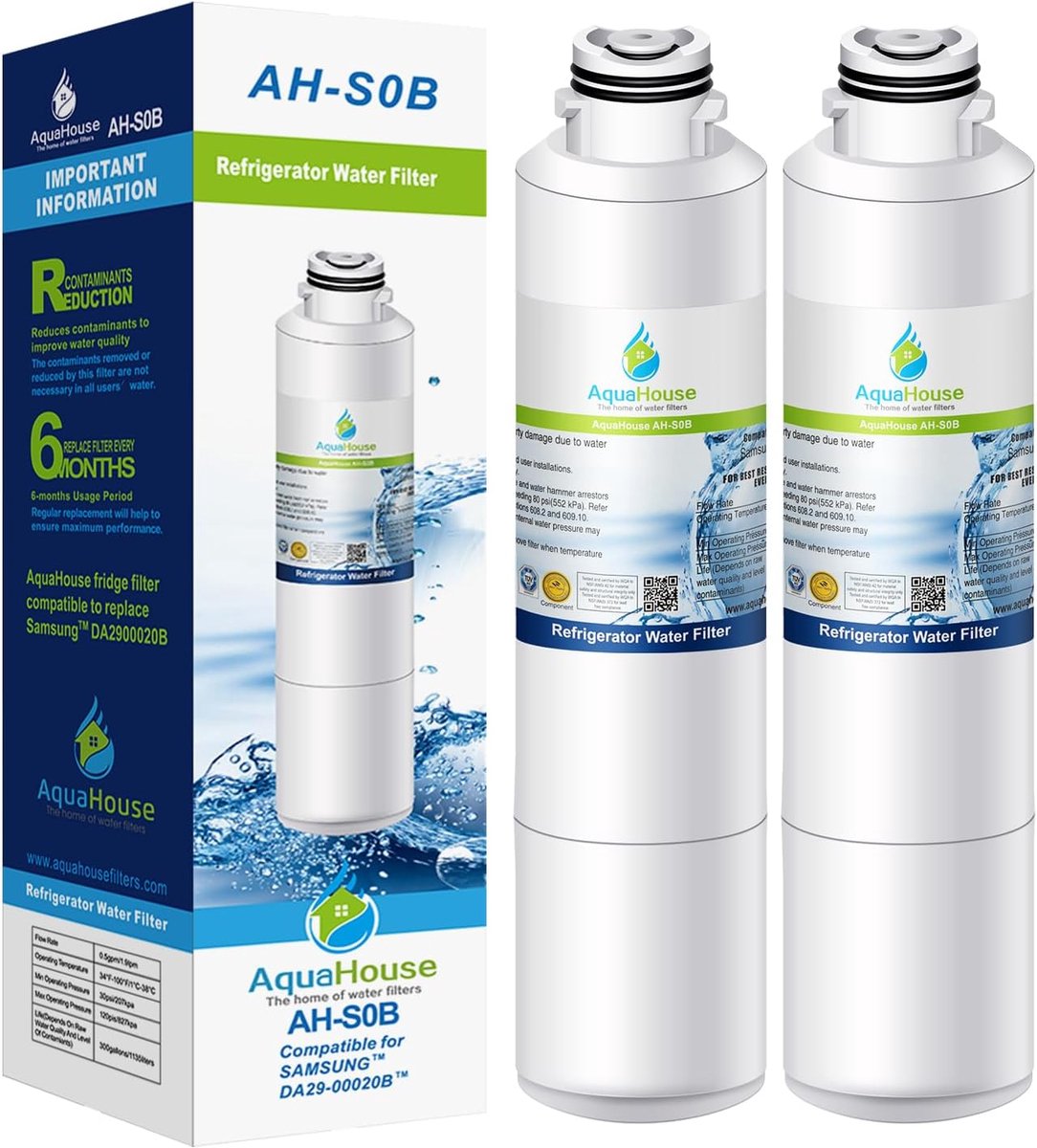 Waterfilter voor koelkast - compatibel met Samsung modellen - 2 stuks - zuiver drinkwater - ShopVlot