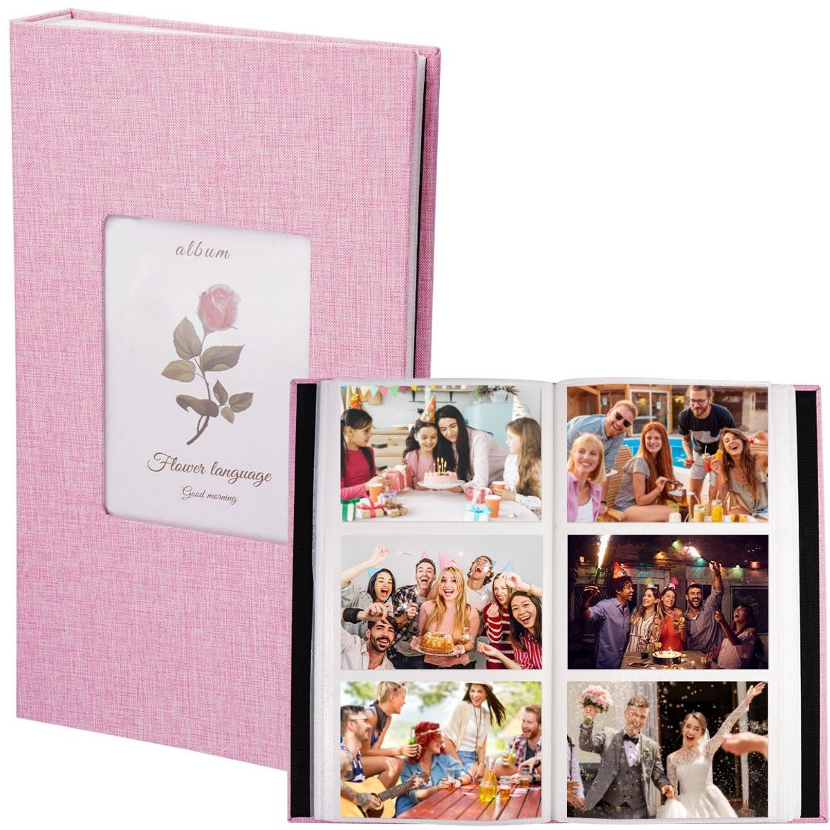 Fotoalbum 10x15 300 pagina's - linnen fotoalbum met venster - grote capaciteit - ideaal voor je mooiste herinneringen - ShopVlot