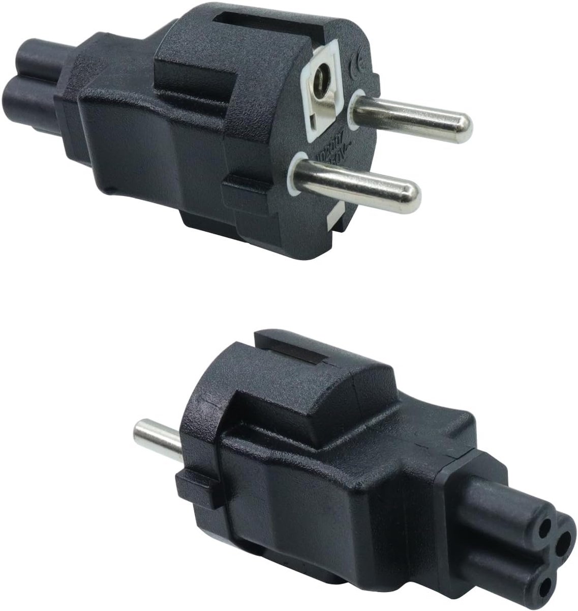 Schuko to IEC C5 Adapter, European CEE 7/7 Plug for Laptop or Cable Devices - Black (2pcs) - ShopVlot