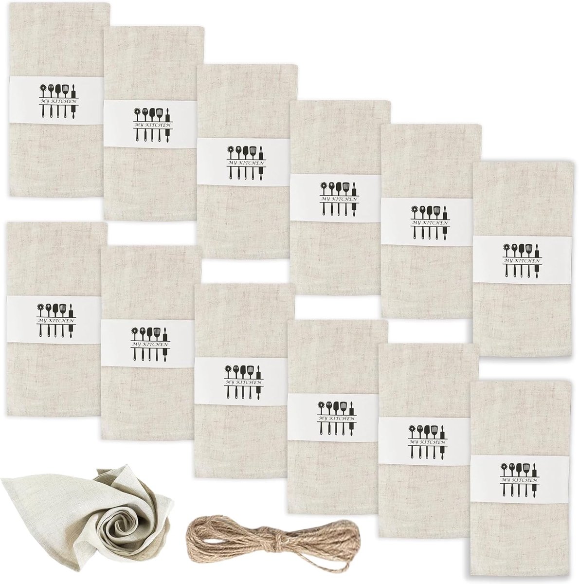 Set of 12 Fabric Napkins, 40 x 40 cm, Reusable Fabric Napkins, 100% Natural Napkins, Linen Napkins, Cotton Napkins - ShopVlot