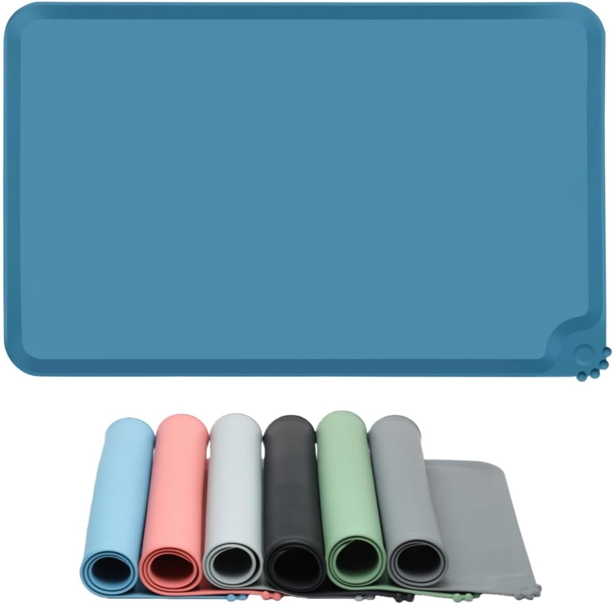 Silicone Feeding Mats for Dogs and Cats, Dog Bowl Mat Non-slip, Pets Feeding Mat with Raised Edge, Waterproof Feeding - ShopVlot