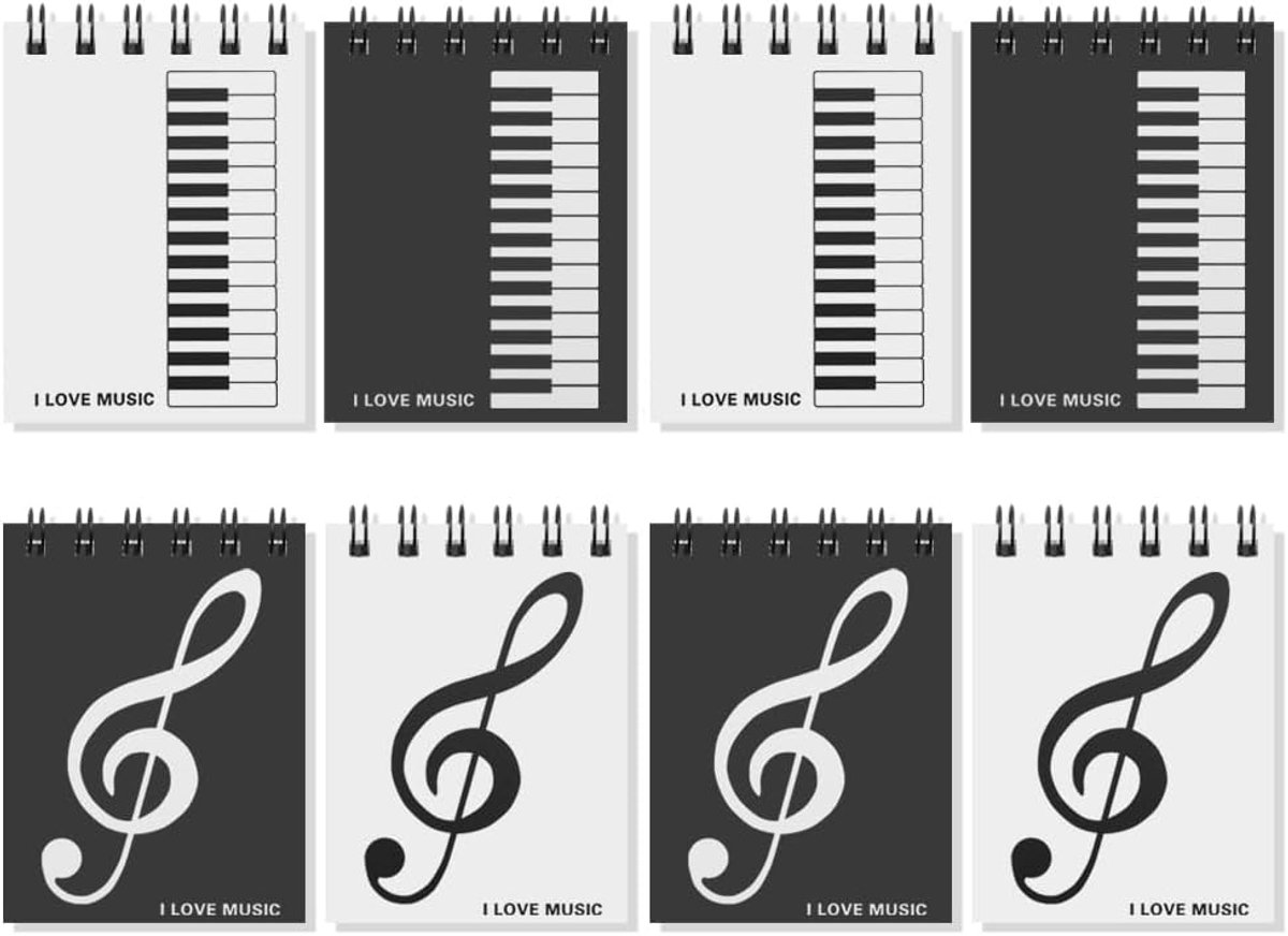 Geluode 8 Packs Music Mini Spiral Notebooks A7 Memo Notebooks Blank Small Pocket Journal Notebook Piano Keyboard and - ShopVlot
