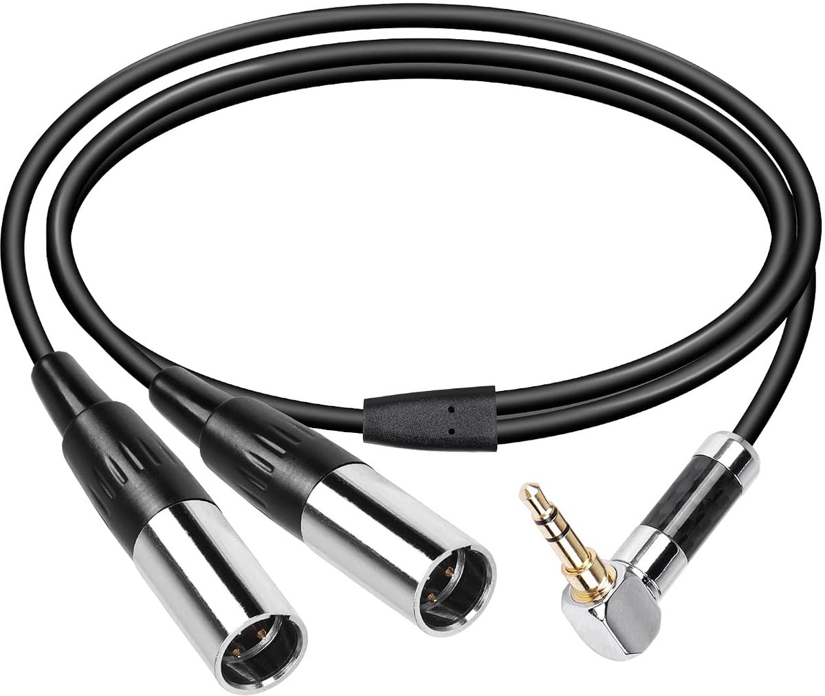 CERRXIAN Dual Mini XLR to 3.5mm Stereo Micro Cable, 90 Degree 3.5mm 1/8 Inch TRS Plug to 2 Mini XLR Plug Y Splitter - ShopVlot