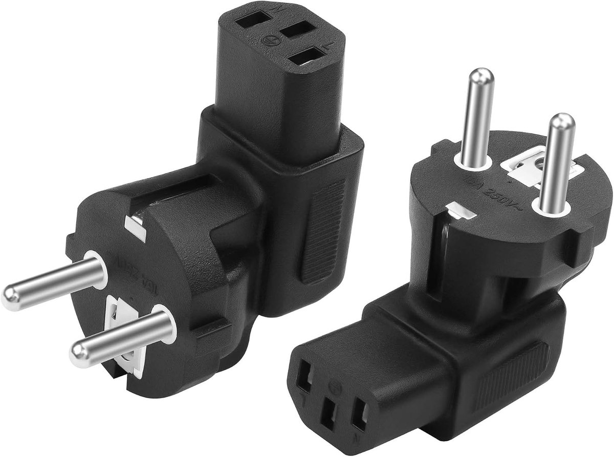 CERRXIAN 2pcs Schuko Male Plug to C13 2 Pin CEE 7/7 Male Plug to IEC320 C13 Female Adapter, Suitable for Devices with - ShopVlot