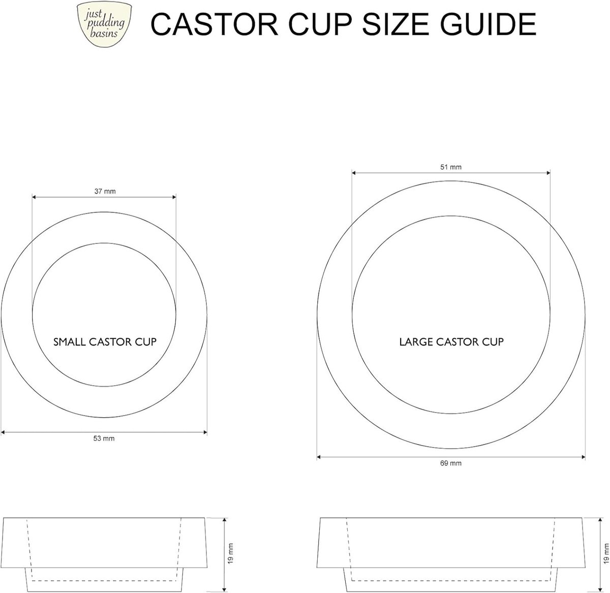 Clear Castor Cups 38mm protect wooden, laminate, tiled floors and carpets from wheel damage and scratches caused by - ShopVlot