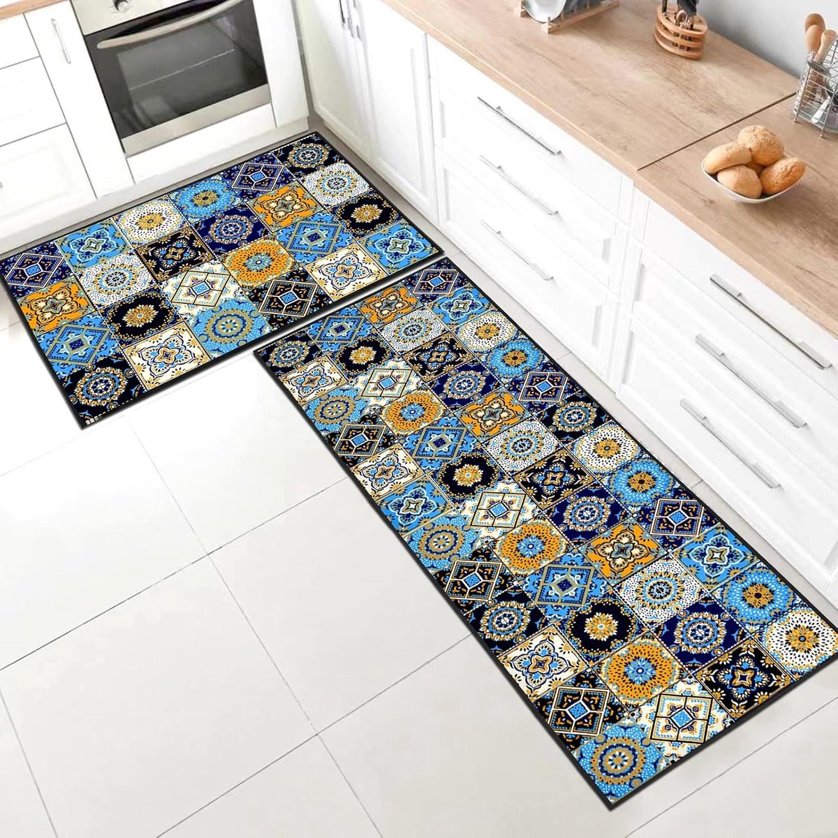 Kitchen Rug Non-Slip Kitchen Mats Non-Slip Washable Suitable for Children's Room Entrance Outdoor Kitchen Foyer (Style - ShopVlot