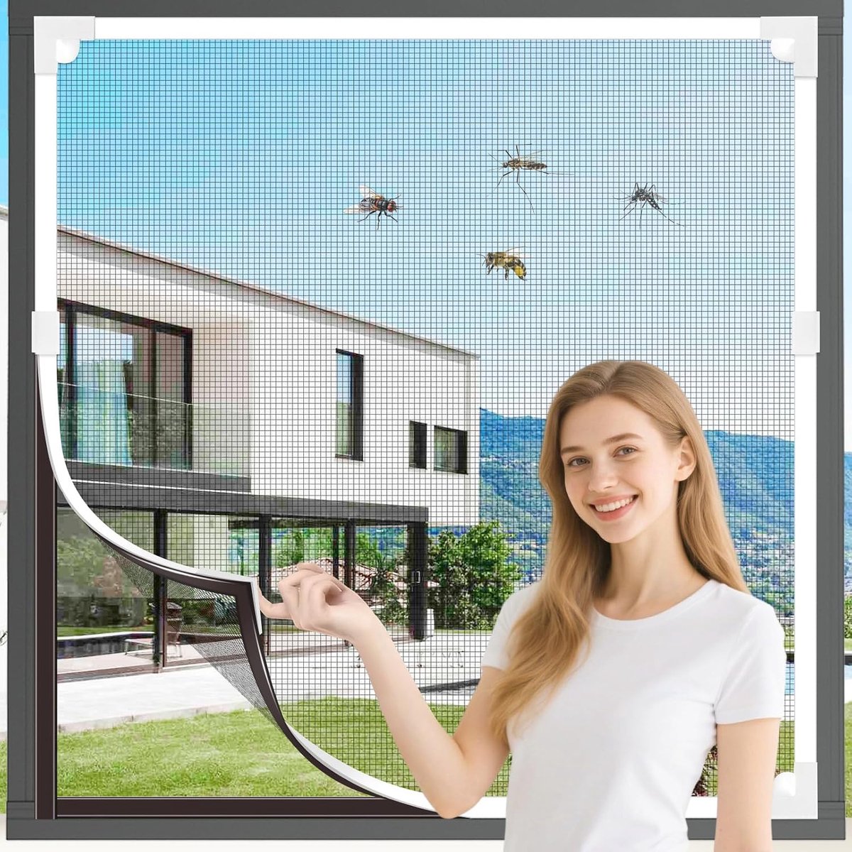 Magnetic mosquito net for windows, adjustable up to 130 x 150 cm, magnetic window, easy installation without drilling - ShopVlot