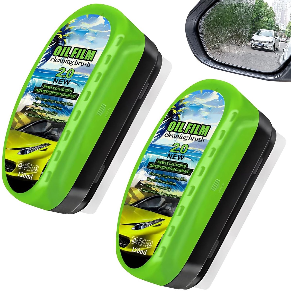 2 stuks Clear Vision autoruitenreiniger, ruitenreiniger auto, oliefilmverwijderaar, multifunctionele glasreiniger voor - ShopVlot