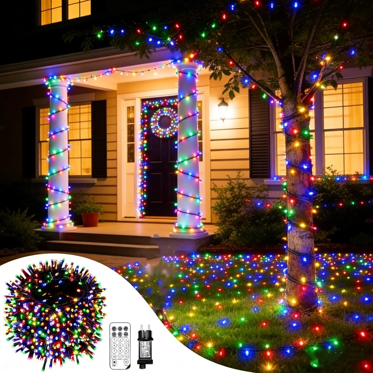 600 LED Fairy Lights, Multi-Coloured Fairy Lights with 8 Modes and Timer, for Christmas Lights, Balcony, Party - ShopVlot
