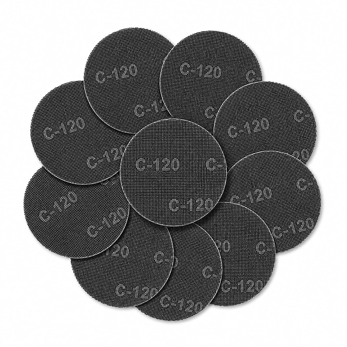 10 stuks schuurroosters Ø 225 mm net rond klittenband, schuurschijven 225 mm klittenband, schuurschijven korrel 120 - ShopVlot