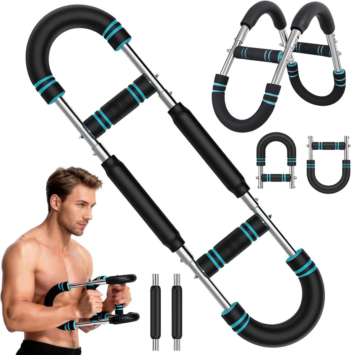 Twister Arm Trainer, Adjustable Chest Trainer, 30-50 kg, Torsion Bar for Power, Portable, Removable Design, for - ShopVlot
