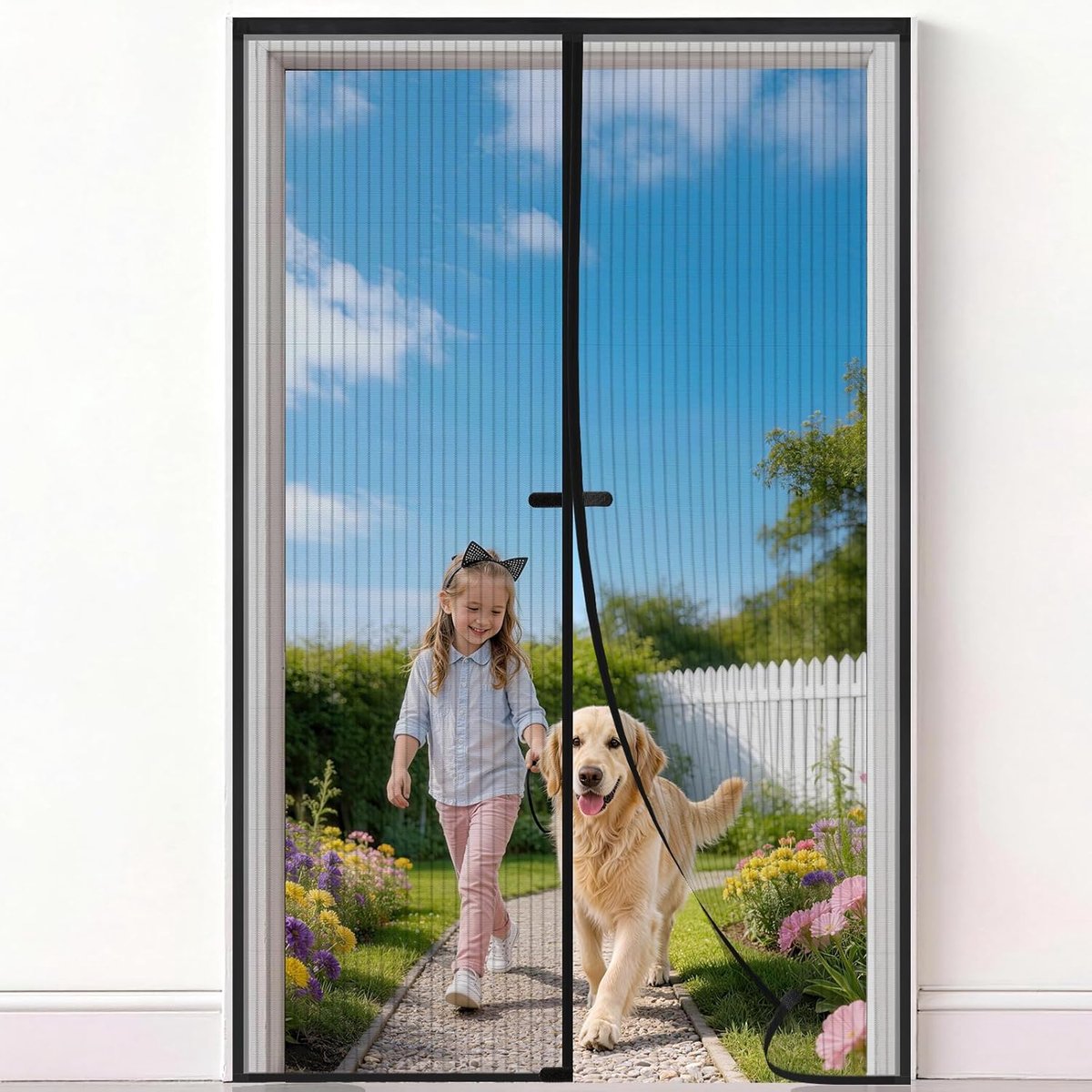 Vliegengaas voor deur, magnetisch, insectenbescherming voor balkondeur, terrasdeur, 120 x 190 cm, zelfsluitend en - ShopVlot