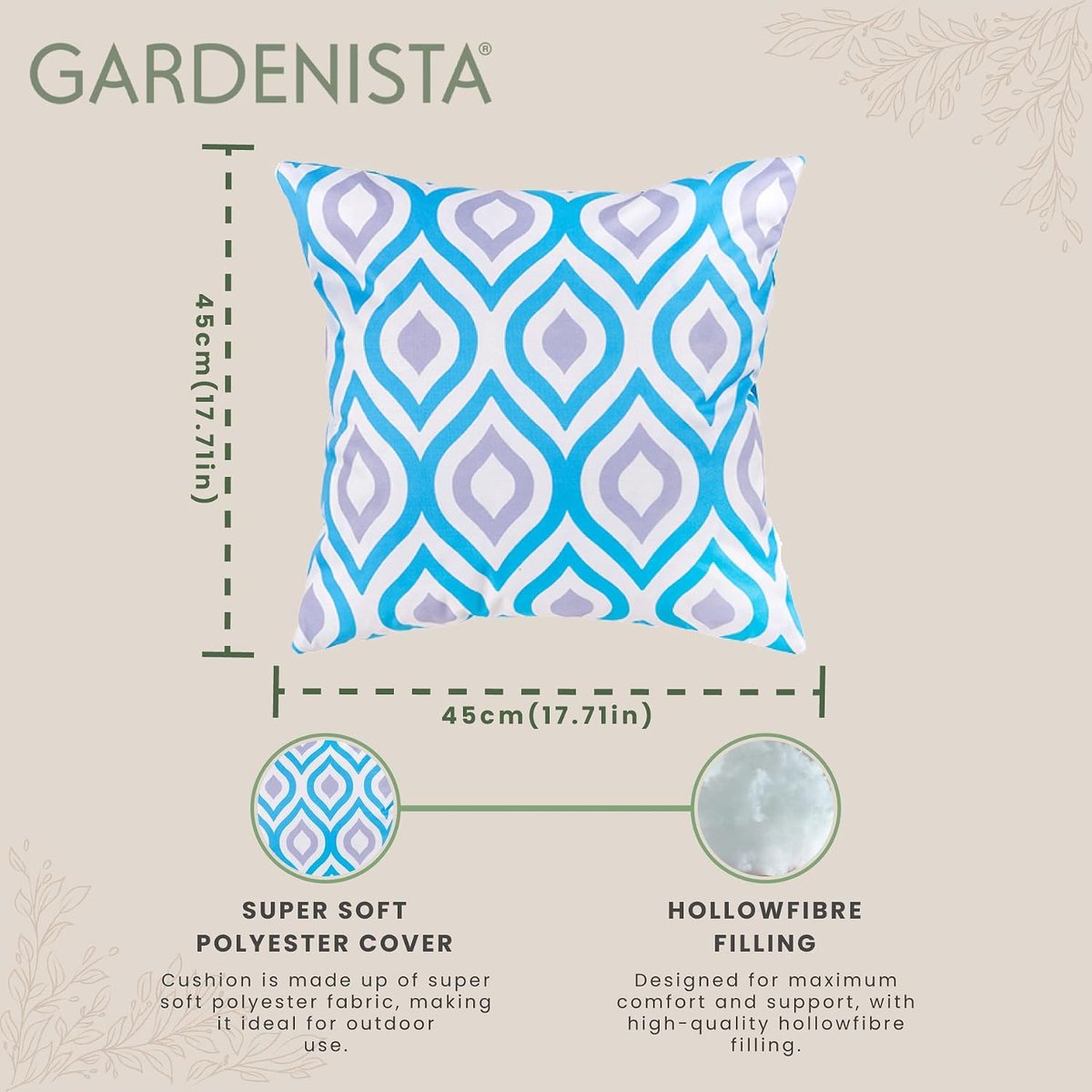 Gardenista Outdoor Water Resistant Filled Cushion - Pattern Colorful Design - Garden Furniture Accessory - ShopVlot