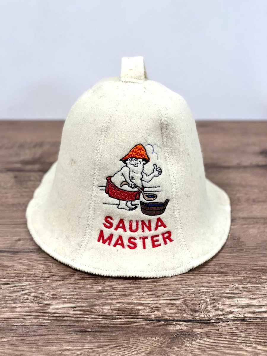100% wool felt sauna hat Embroidered Sauna Master to protect your head from heat - ShopVlot
