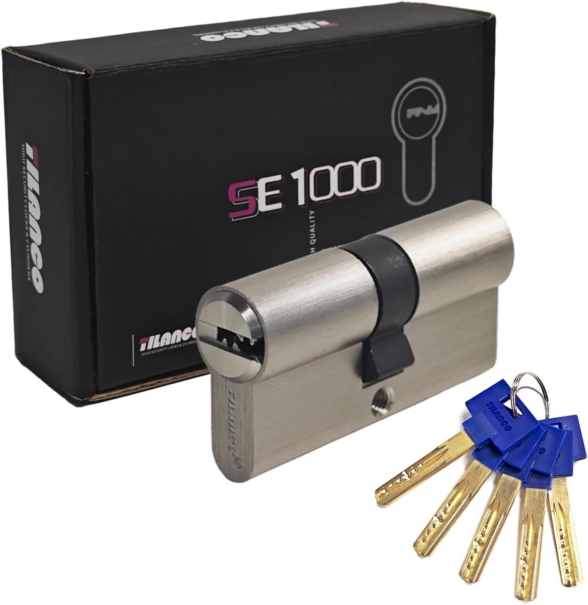 Lock Cylinder 35/45 Double Cylinder Brass Lock Cylinder with 5 Keys – Length: 80 mm, A: 35, Side B: 45 - ShopVlot