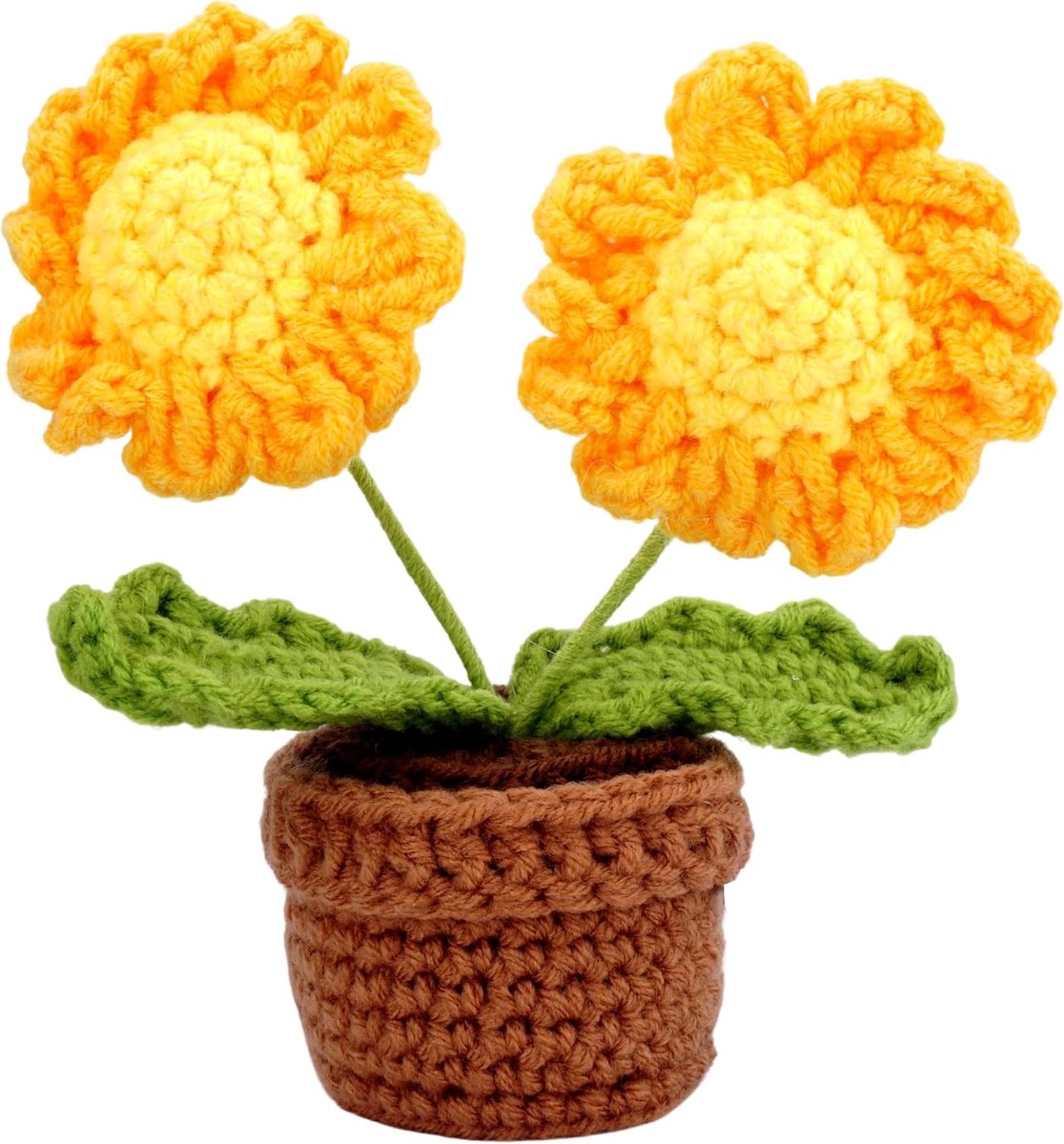 EANAO Crochet flower as cheerful decoration Crochet flower incl. flower pot - ShopVlot