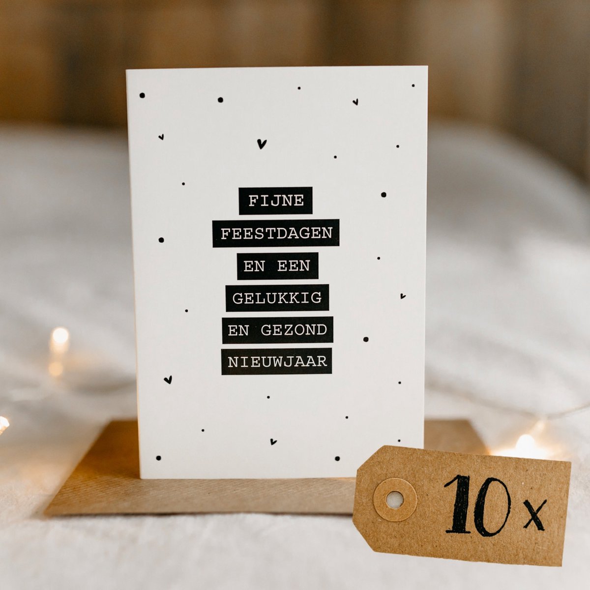 10x hippe Nederlandse kerstkaarten (A6 formaat) - kerst kaarten om te versturen - kaartenset - kaartjes blanco - kaartjes met tekst - Luxe kerstkaarten