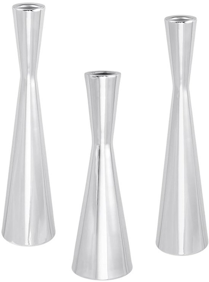 stuks 3 maten zilveren taps toelopende kandelaarhouders metalen kandelaarstandaard decoratief middelpunt met platte ronde vorm voor tafel verjaardag bruiloft eettafel middelpunt