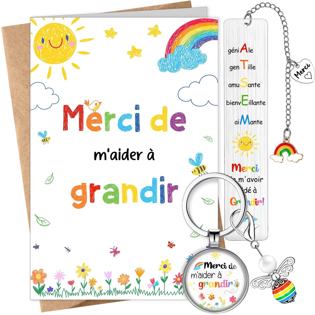 Solidchoice - Set van 4 Bedankkaarten met Bookmark voor Docenten