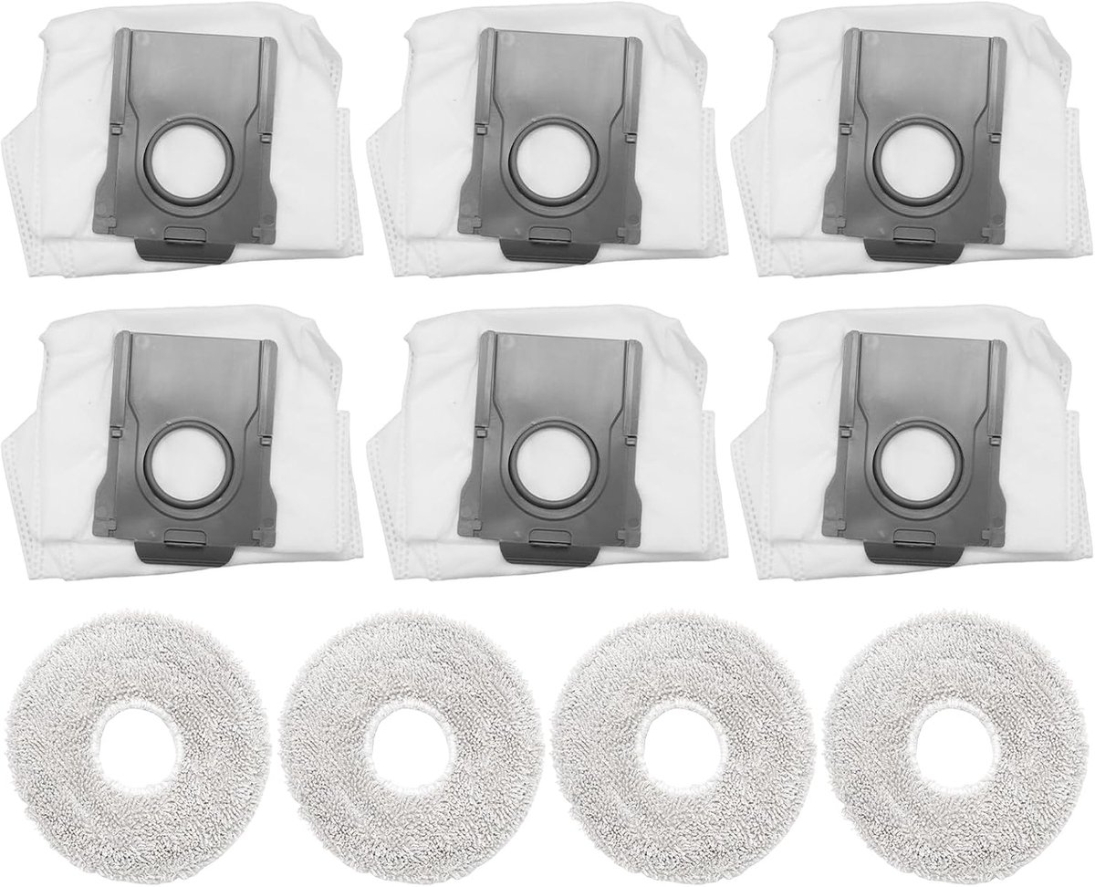 Robotstofzuiger reserveonderdelen - 4 dweilpads en 6 stofzakken - vervangingsset voor Dreame X40 Ultra - ShopVlot