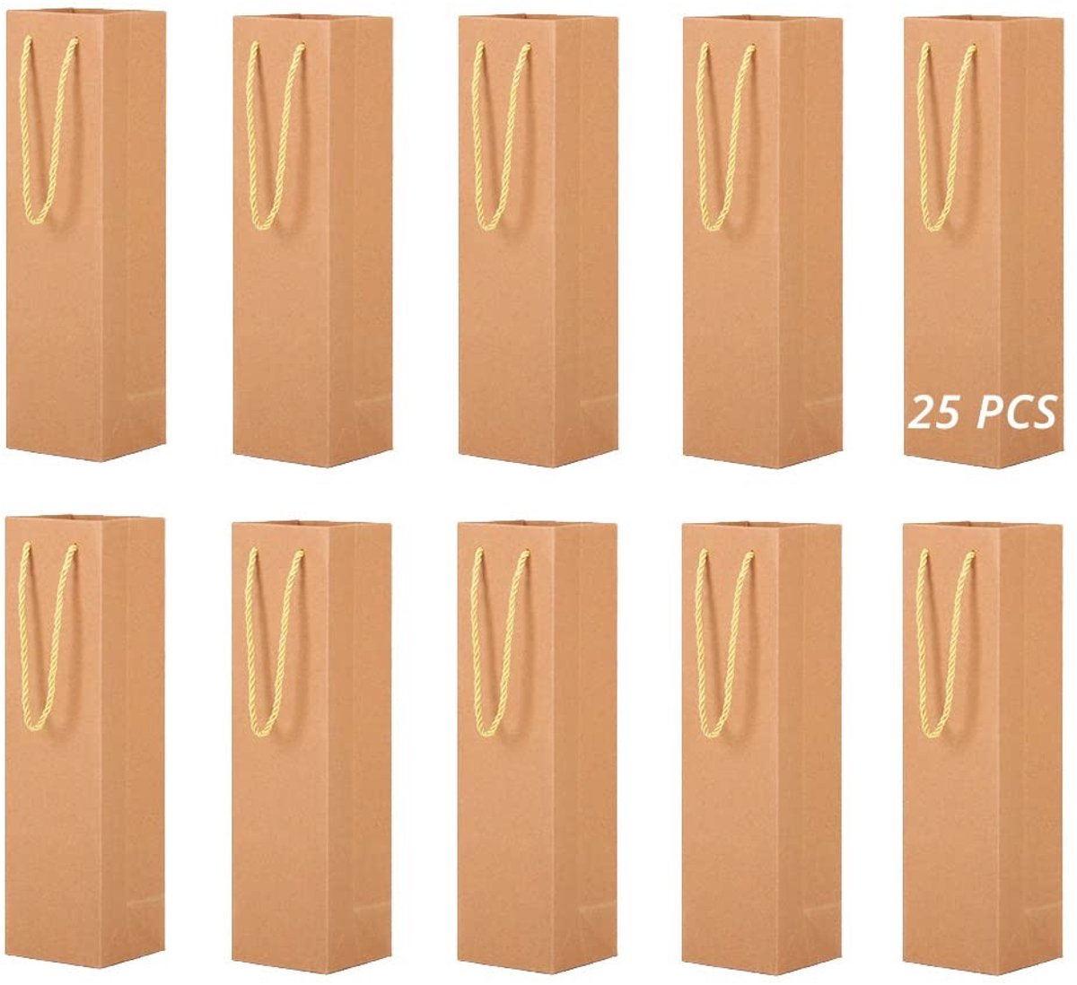 Solidchoice - Set van 25 Krachtige Kraftpapier Flessentassen voor Cadeaus