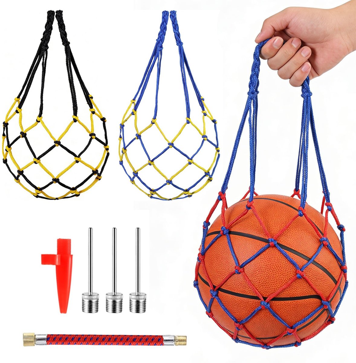 Solidchoice - 3PCS Sport Ballen Mesh Tassen met Pompaccessoires