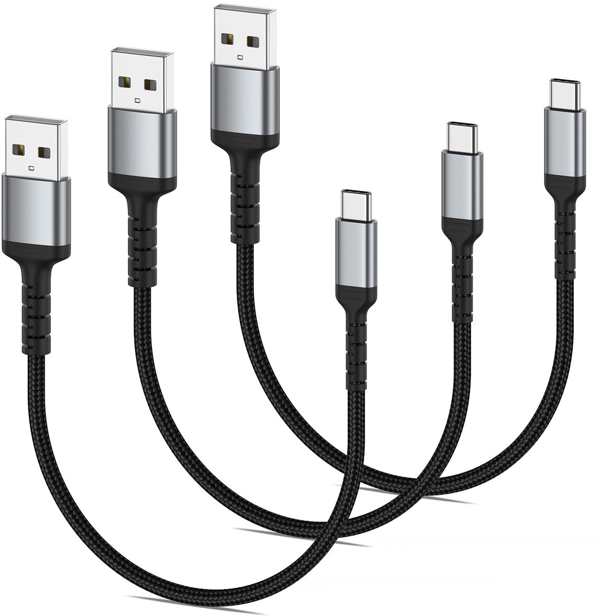 Solidchoice - Korte USB C Kabelset, 3 Stuks voor Snelladen